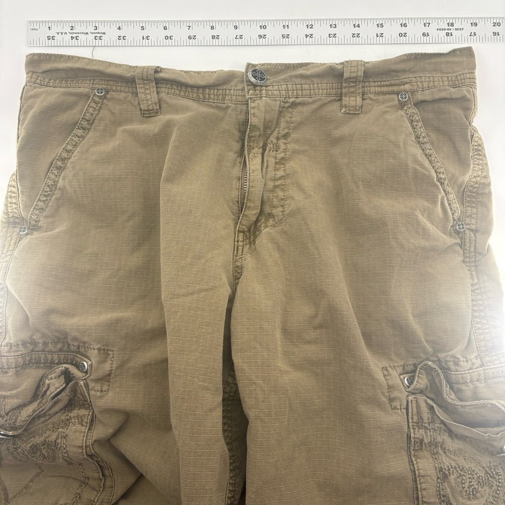 Affliction Black Premium Cargo Shorts Brown Ripstop Y2K Grunge Utility Men 38 - Picture 3 of 13